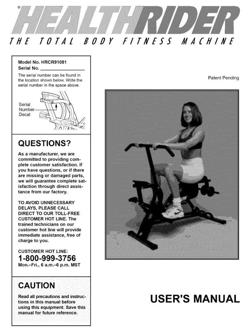 HEALTH RIDER HRCR91081 User manual