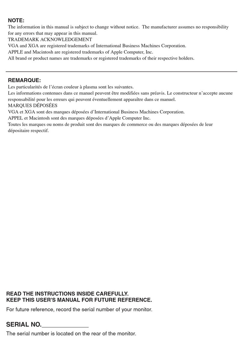 Yamaha High Definition Plasma Monitor User manual