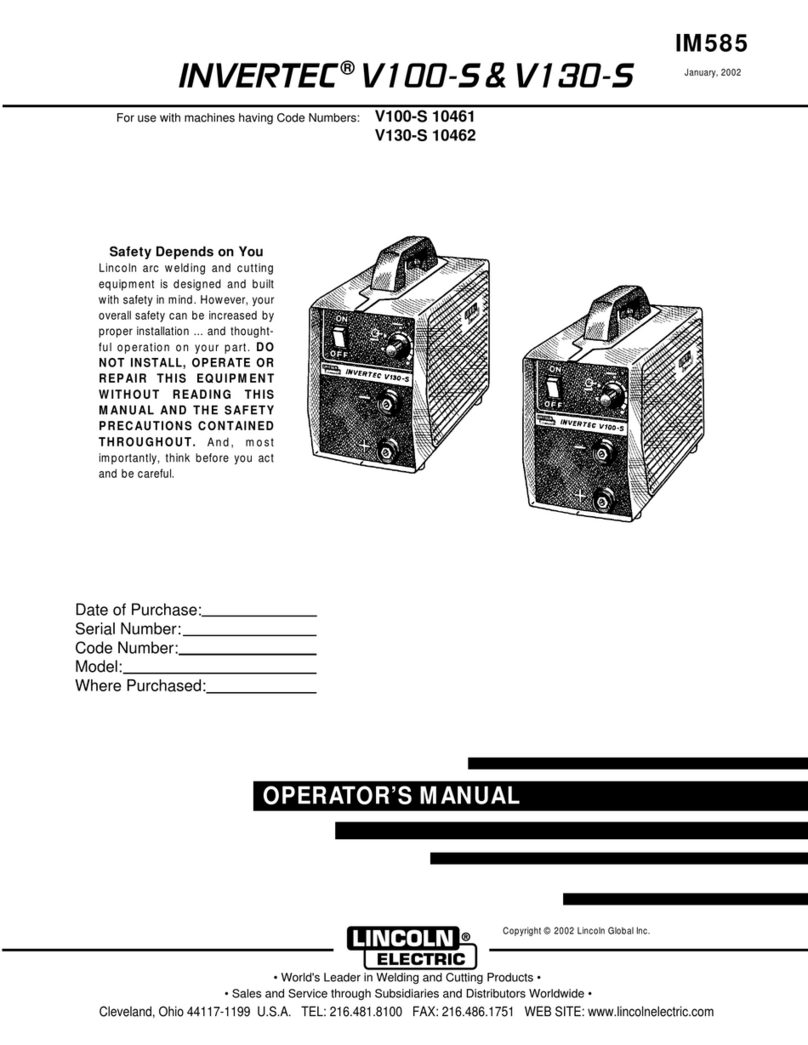Lincoln Global INVERTEC V100-S Operator's manual Lincoln Global INVERTEC V100-S Operator's manual