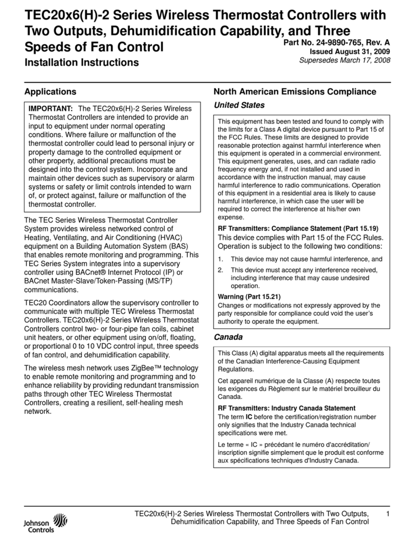 Johnson Controls TEC20x6-2 Series User manual