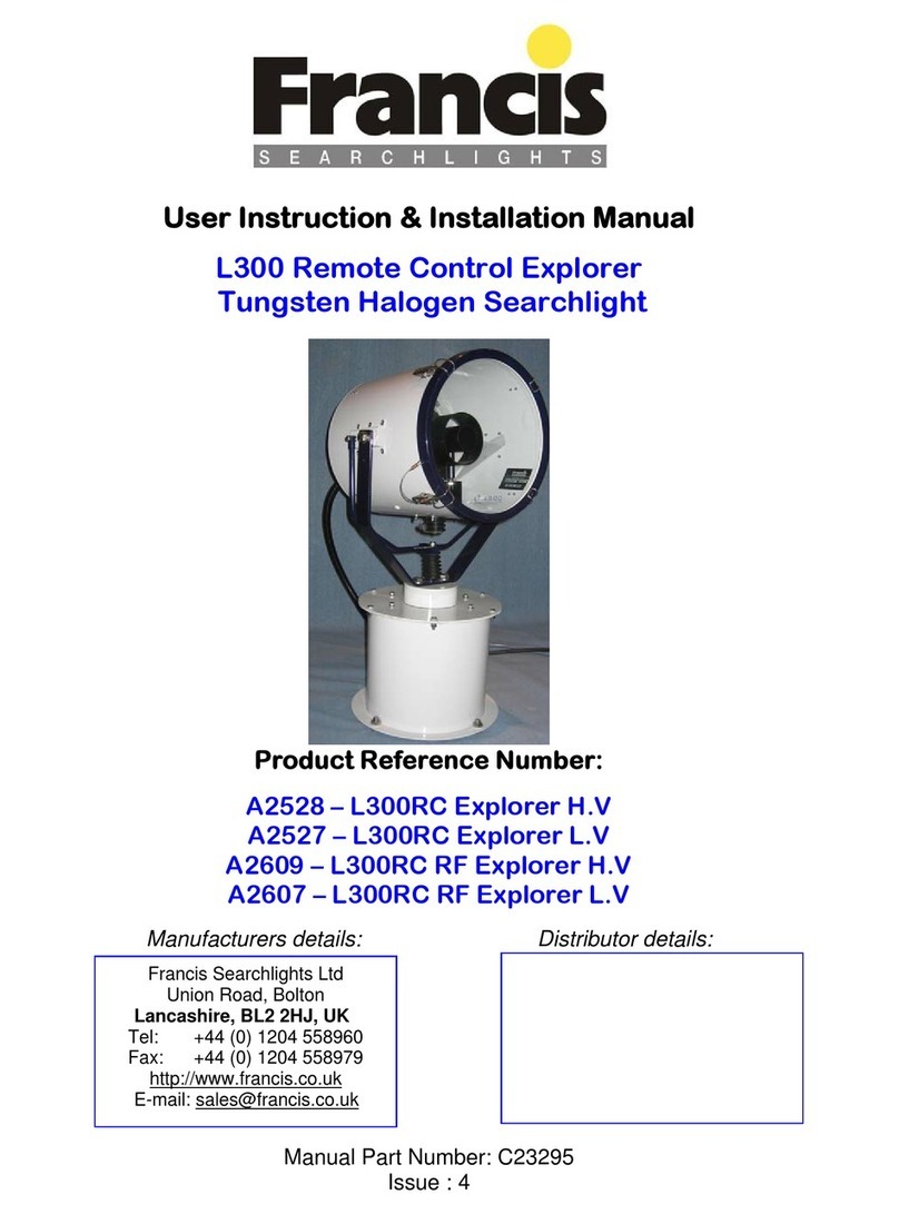 Francis L300RC Explorer H.V User instruction & installation manual