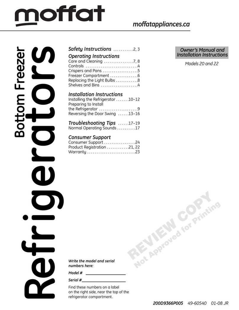 Moffat 20 Owner's manual and installation instructions