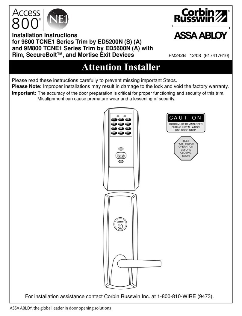 Assa Abloy 9800 TCNE1 Series installation instructions Assa Abloy 9800 TCNE1 Series installation instructions