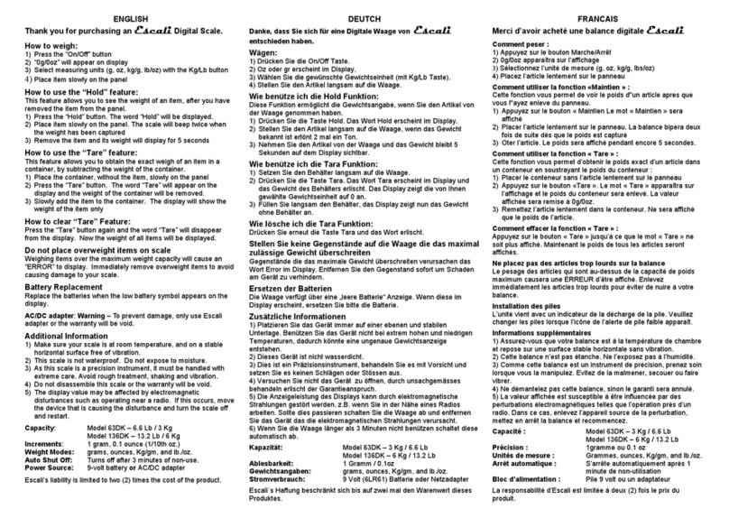 Escali 63DK User manual