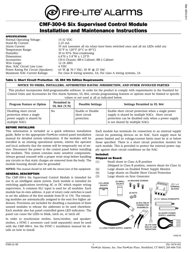 Fire-Lite CMF-300-6 Installation and maintenance instructions Fire-Lite CMF-300-6 Installation and maintenance instructions