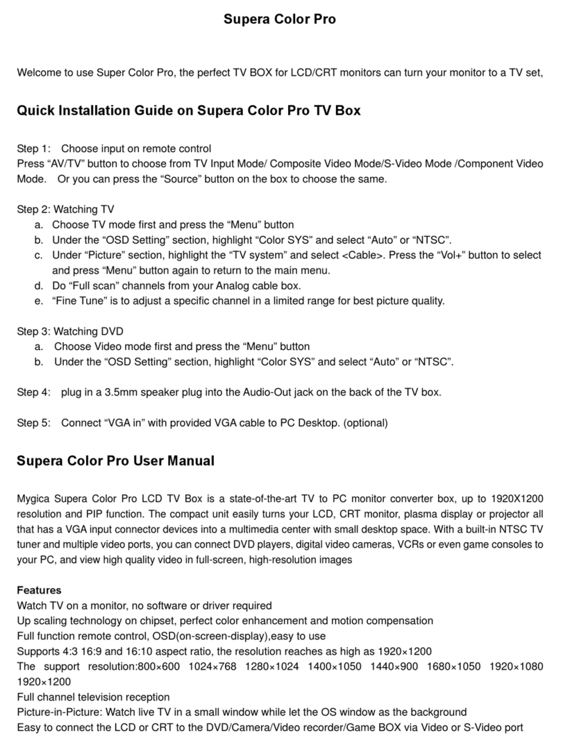 MyGica Supera Color Pro Quick installation guide