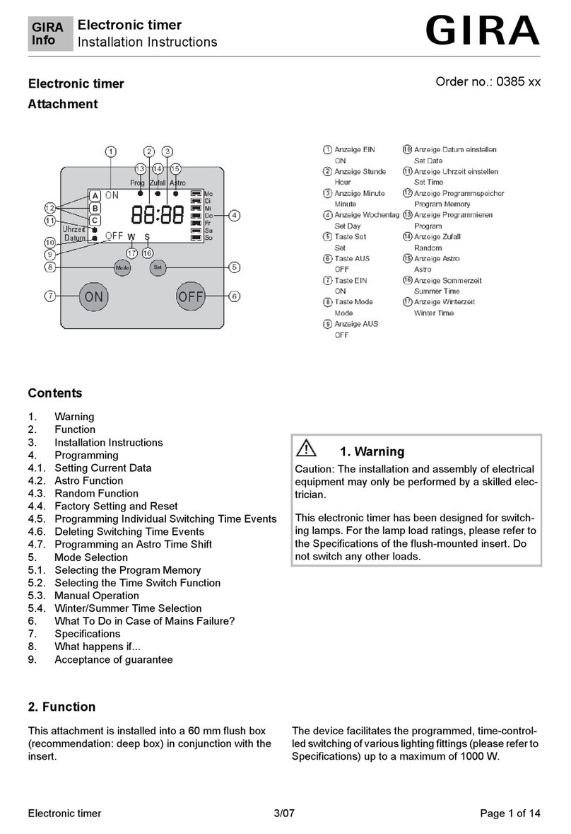 Gira Electronic timer installation instructions Gira Electronic timer installation instructions