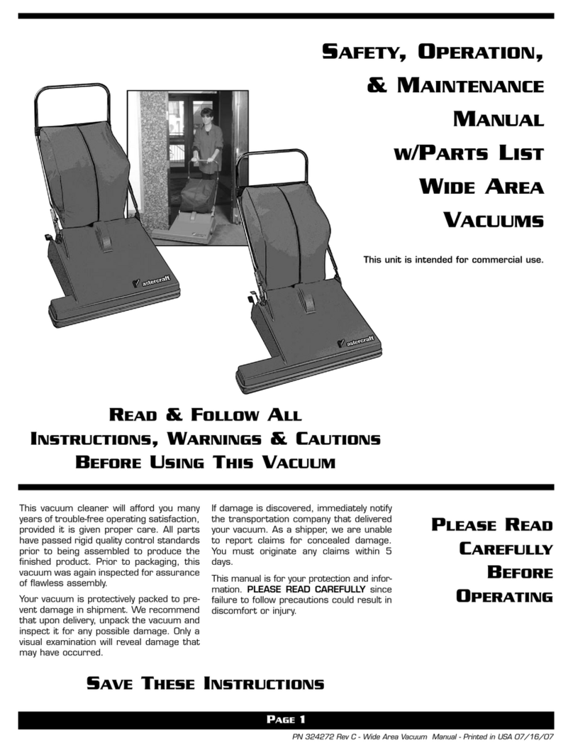 MasterCraft Wide Area Vacuum Safety, operation & maintenance manual