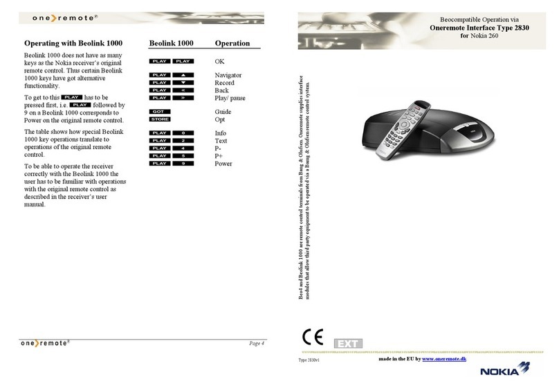 One Remote Beolink 1000 Operating	 instruction