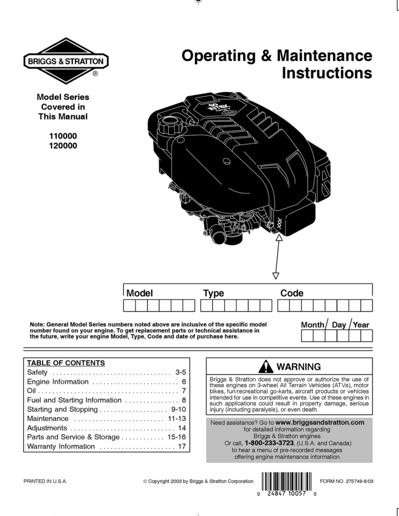 Briggs & Stratton 120000 Installation and operation manual