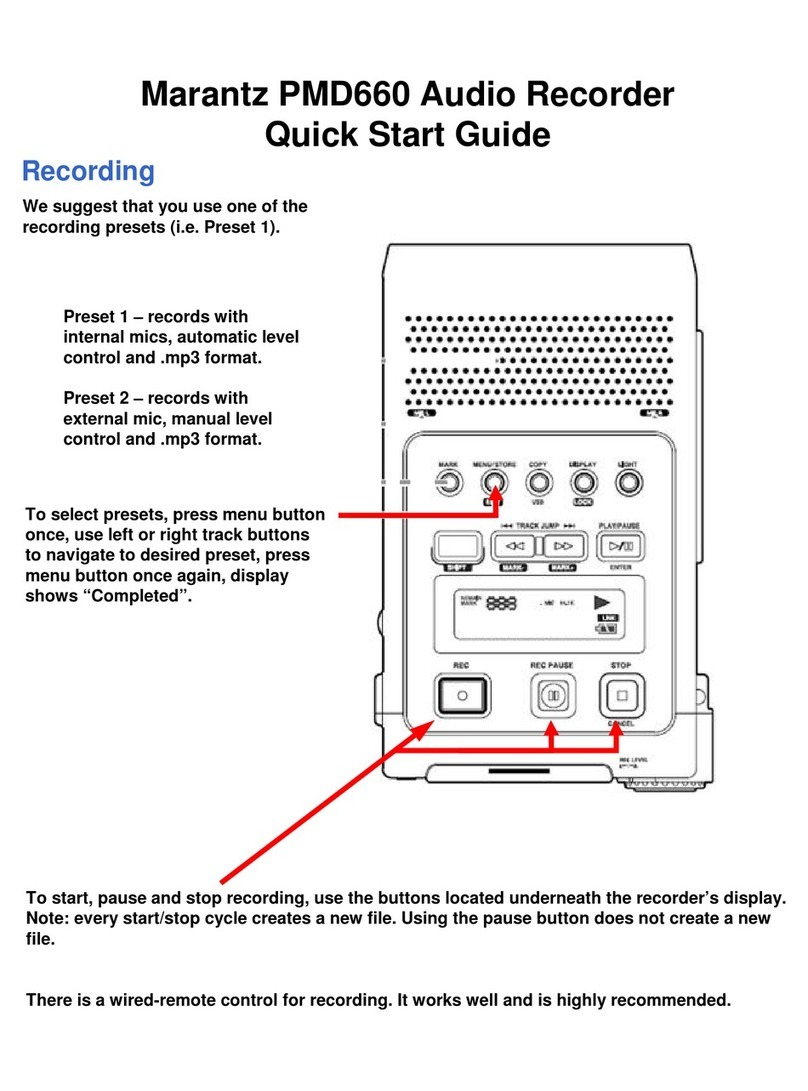 Marantz PMD660 quick start guide