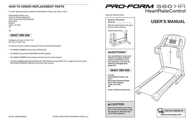 Pro-Form 560 HR User manual