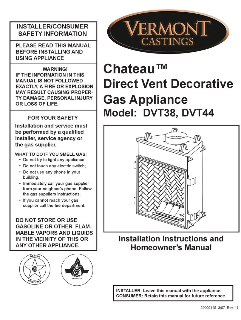Vermont Castings Chateau DVT38 Installation instructions and homeowner's manual