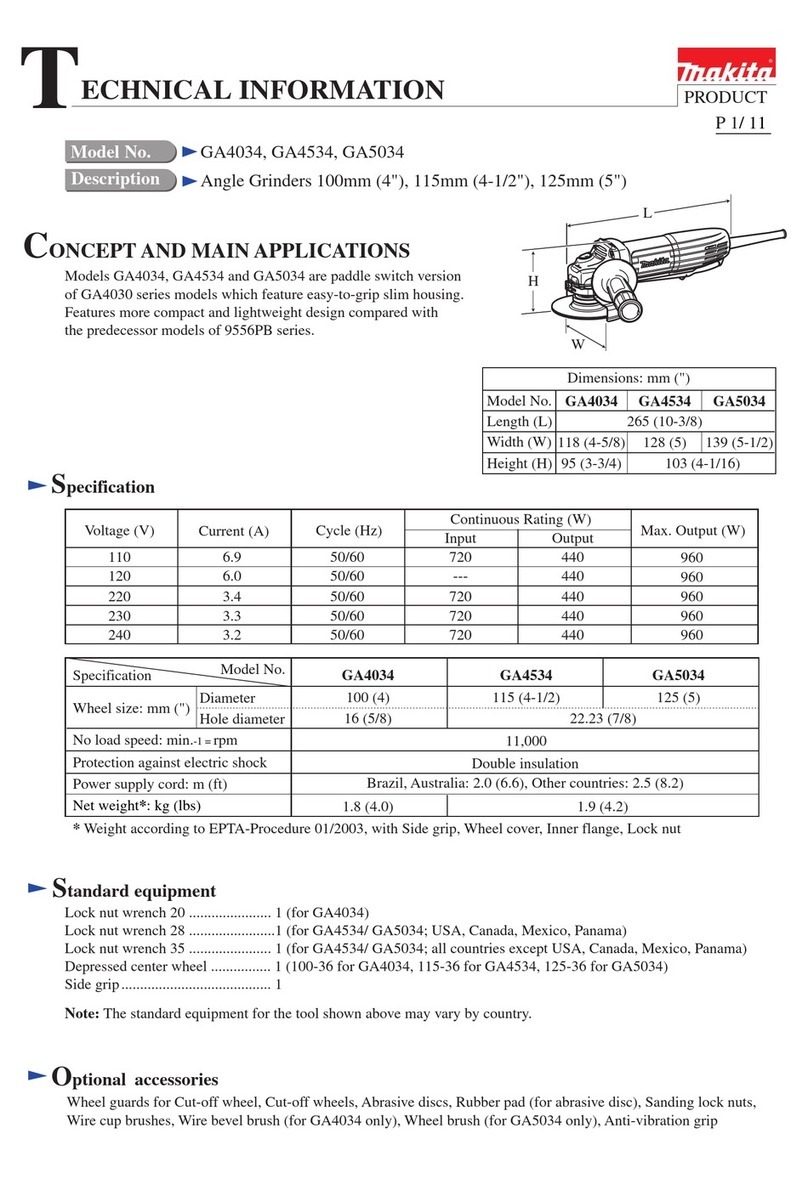 Makita GA4034 technical information