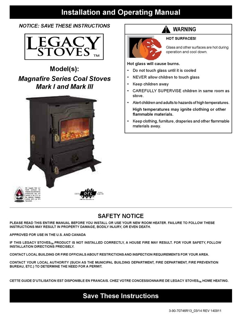 Legacy Stoves Magnafire Series Coal Stoves Installation and operating manual
