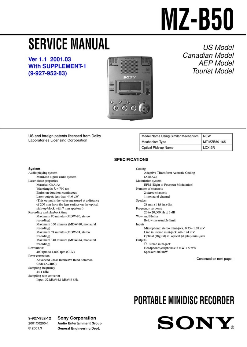 Sony MZ-B50 User manual