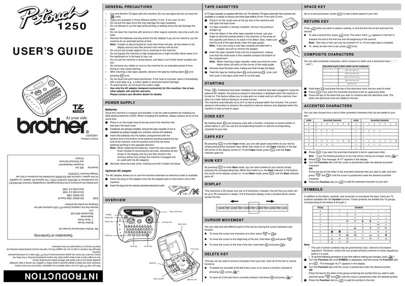 Brother 1250 User manual