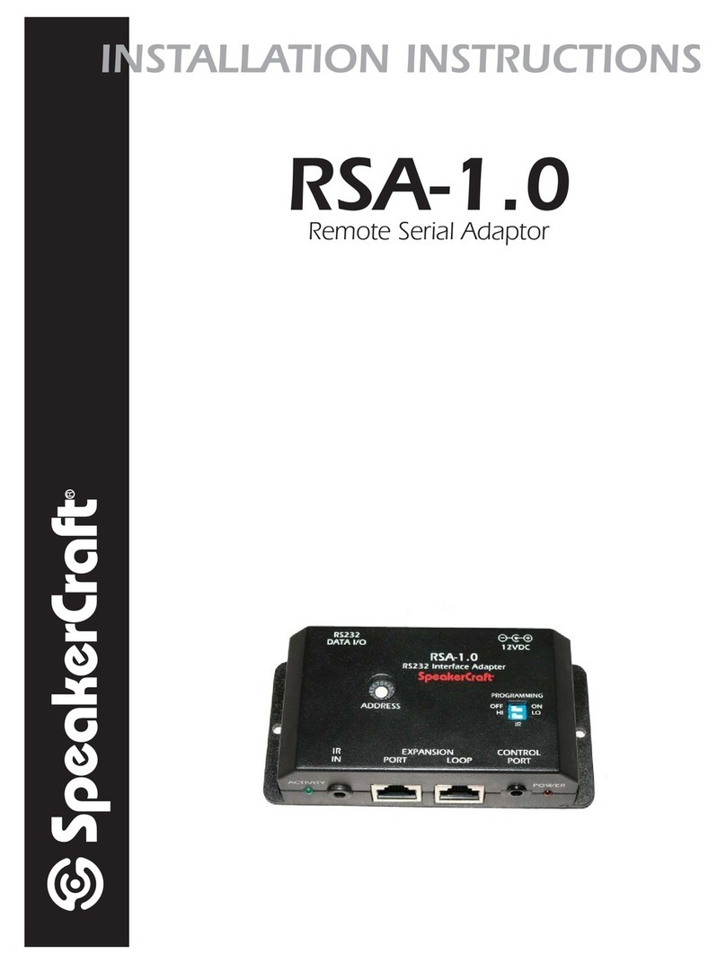 SpeakerCraft RSA-1.0 User manual