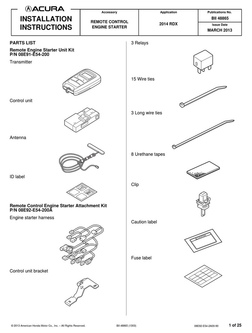 Acura 2014 RDX REMOTE CONTROL installation instructions