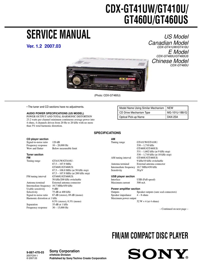 Sony CDX-GT41UW - Usb Receiver Service manual