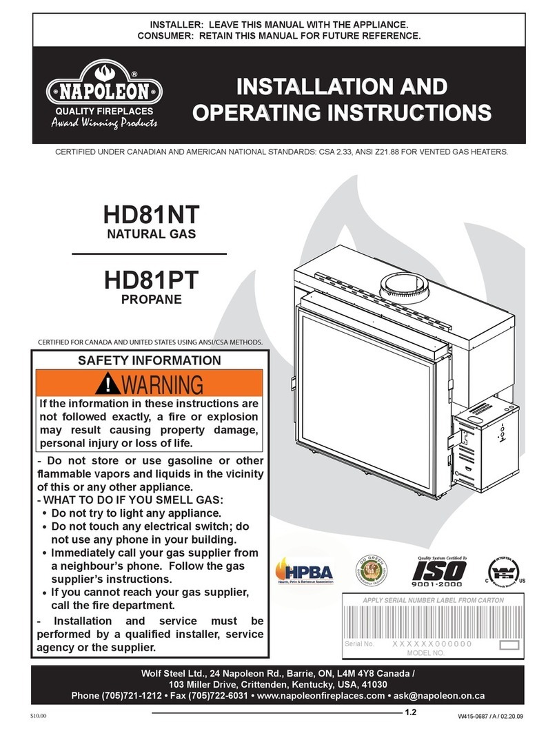 Napoleon HD81NT Installation and operating instructions