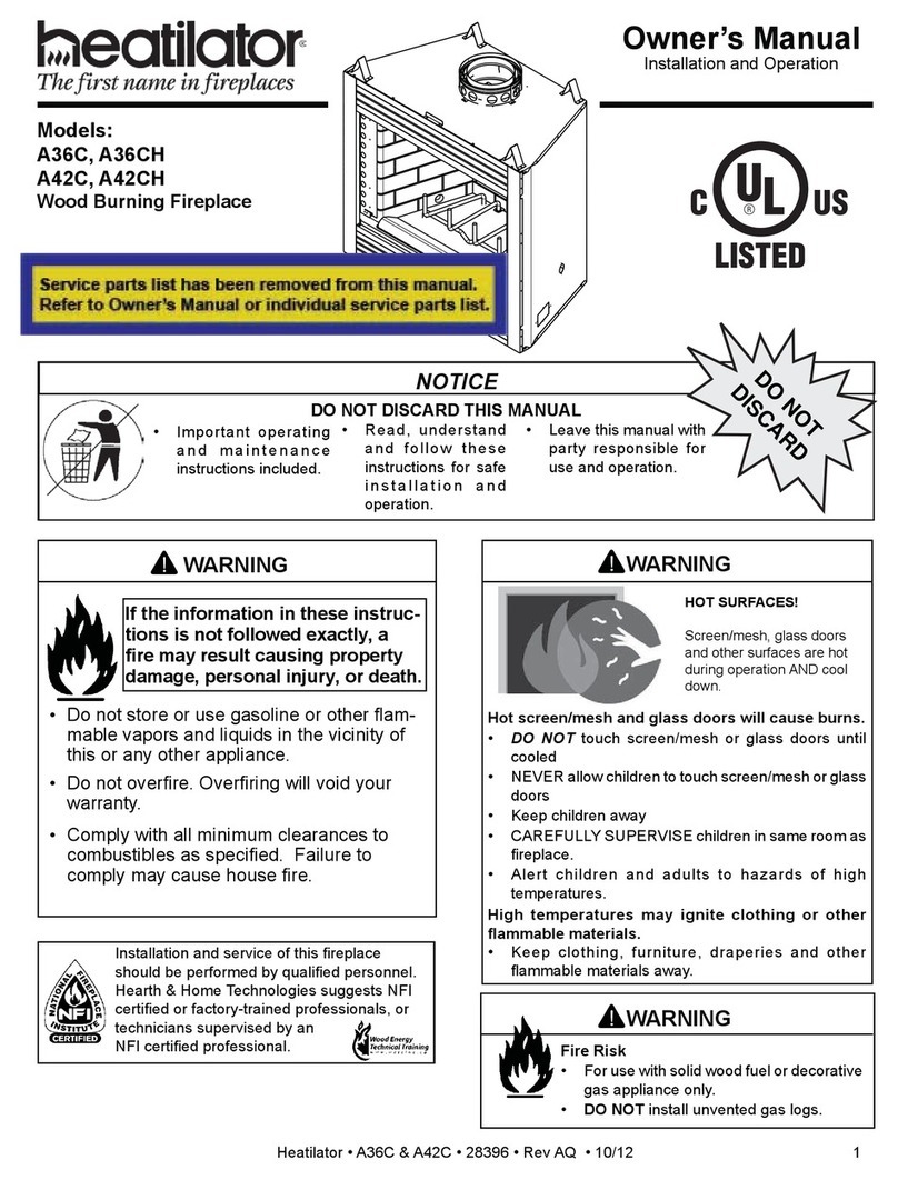Heatilator Wood Burning Fireplace A36C owner's manual