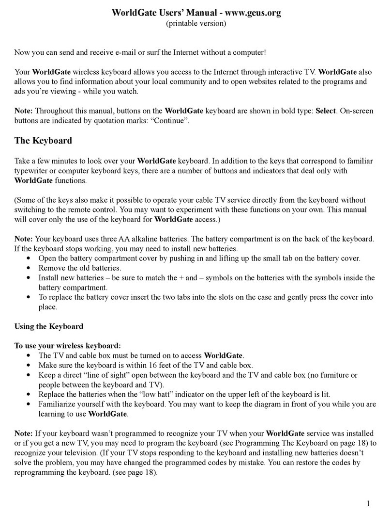 WorldGate Wireless keyboard User manual