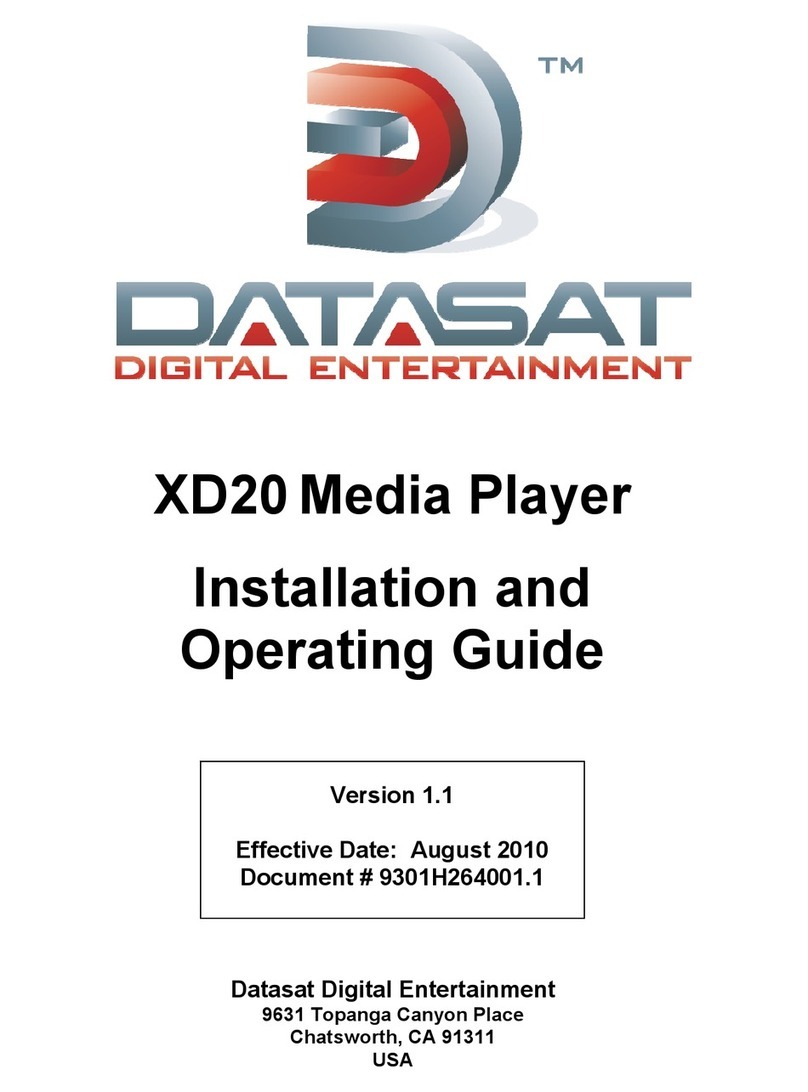 Datasat XD20 Installation and operating guide