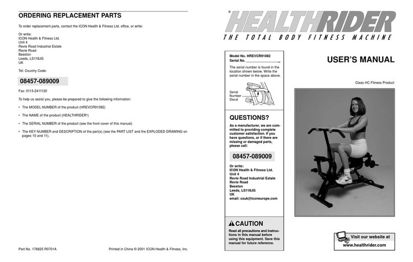 HEALTH RIDER HREVCR91082 user manual