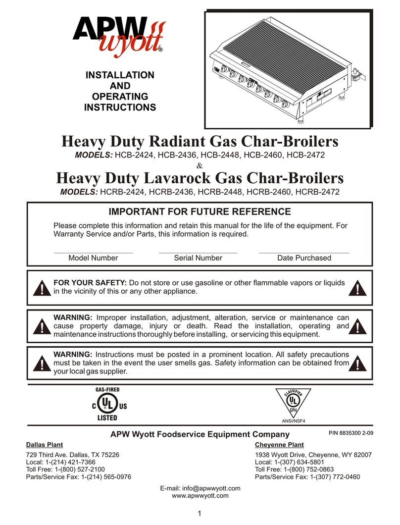 APW Wyott HCB-2424 Installation and operating instructions