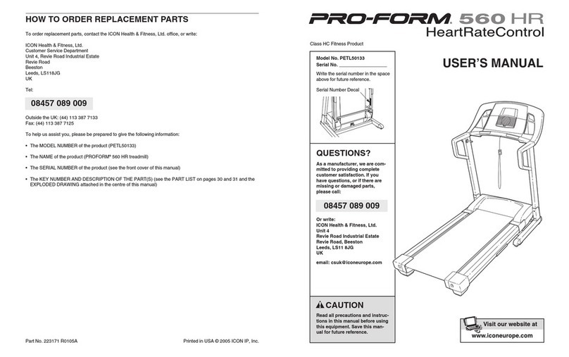 Pro-Form 560 HR User manual