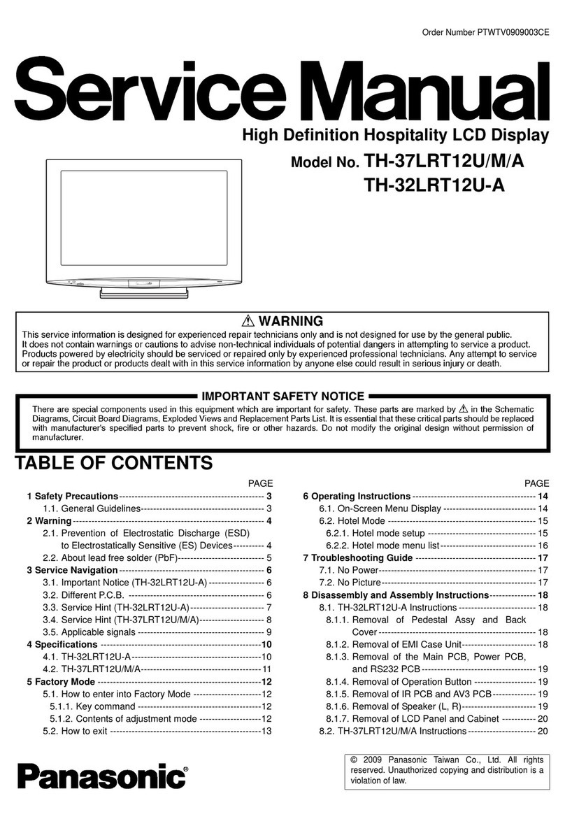 Panasonic TH37LRT12U - HD LCD DISPLAY User manual Panasonic TH37LRT12U - HD LCD DISPLAY User manual