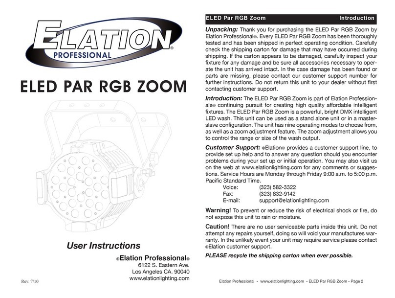 Elation ELED PAR RGB ZOOM User instructions