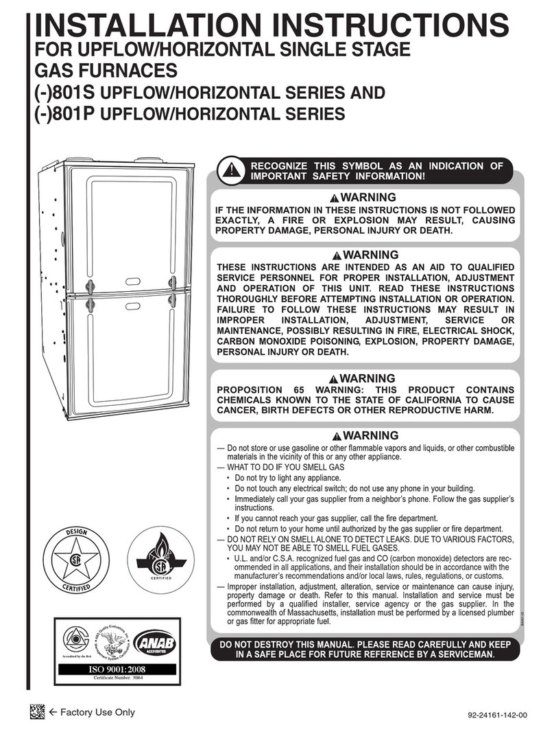 Ruud 801S SERIES installation instructions
