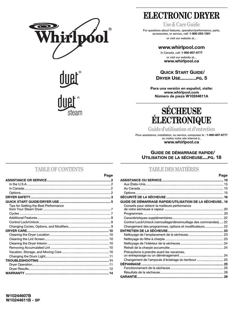 Whirlpool Duet Steam Use & care guide