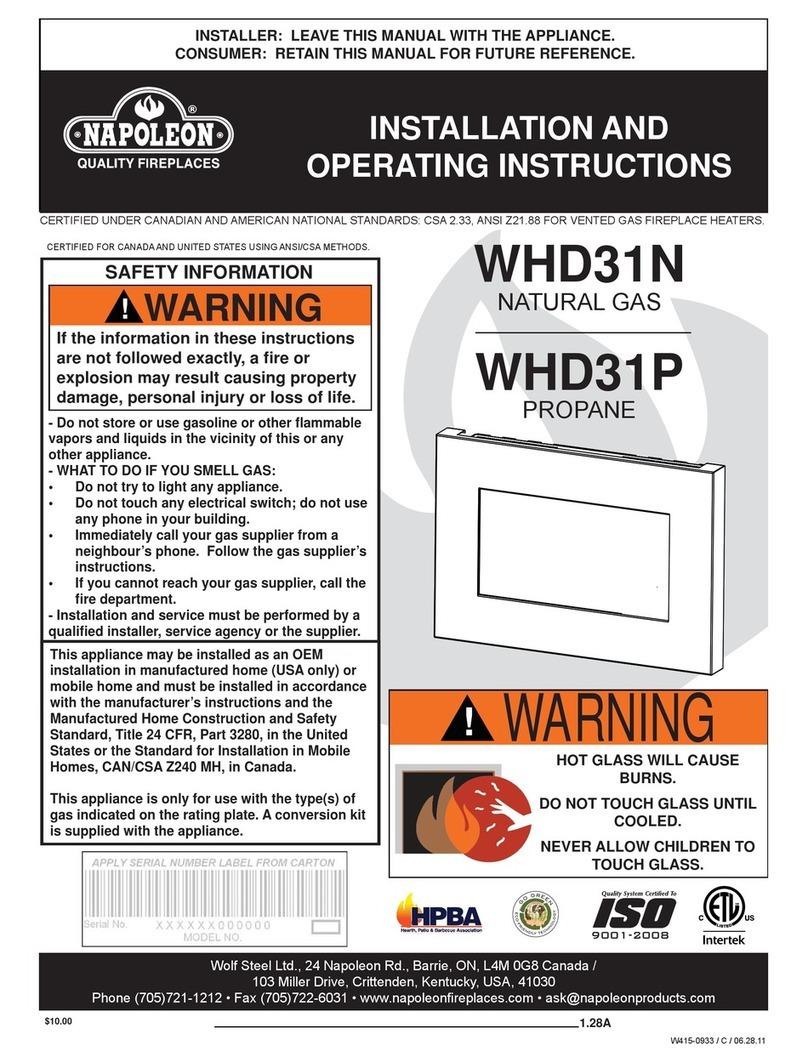 Napoleon WHD31N User manual