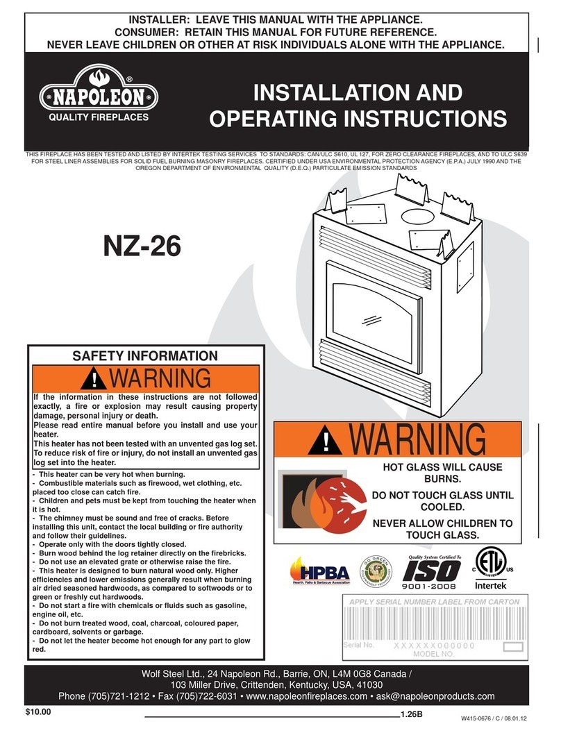 Napoleon NZ-26 Installation and operating instructions Napoleon NZ-26 Installation and operating instructions