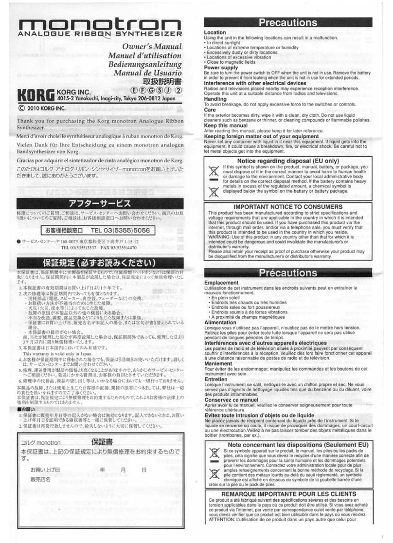 Korg monotron owner's manual