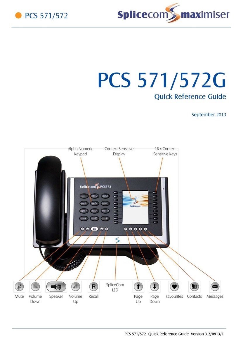 Splicecom PCS 572G Quick reference guide