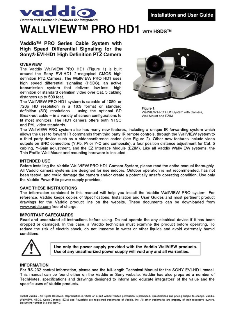 VADDIO WALLVIEW PRO HD1 User manual