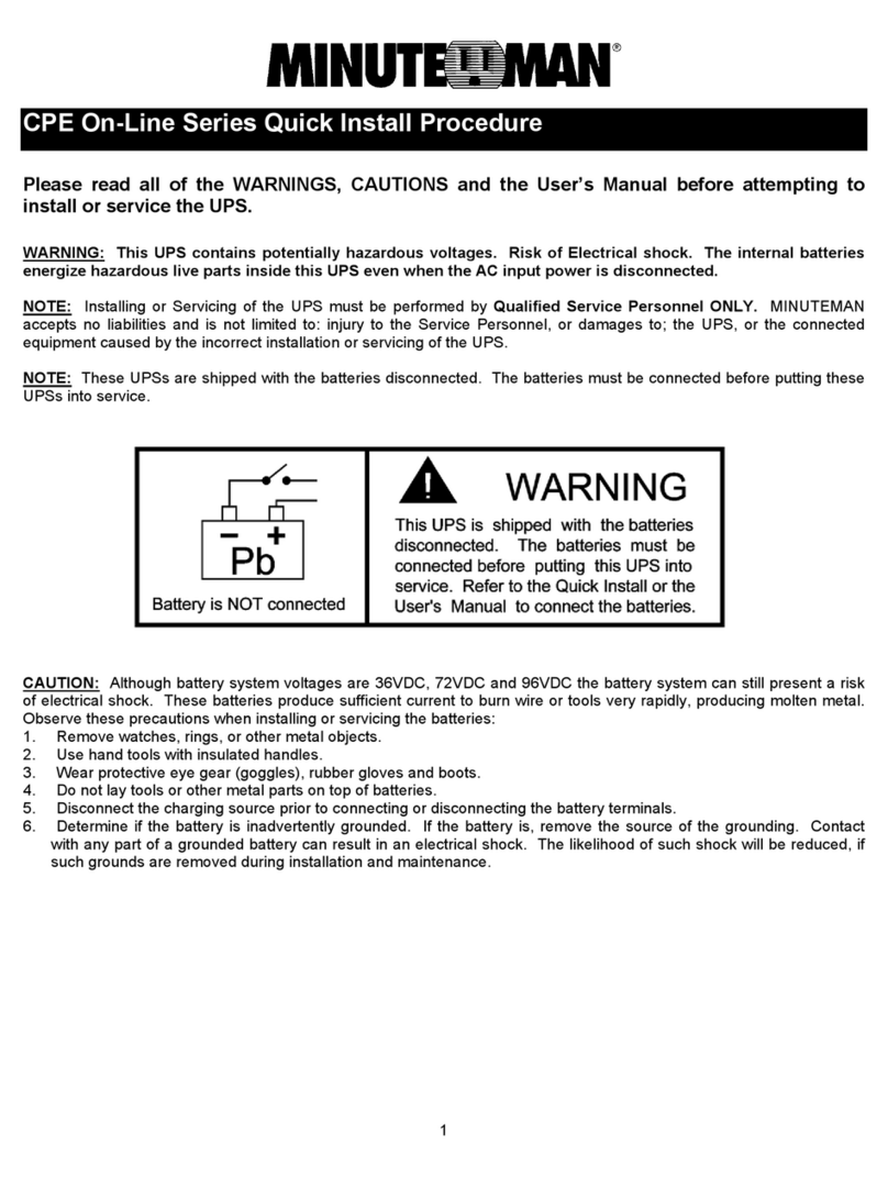 Minuteman CPE 1000 On-Line Series Instructions for use