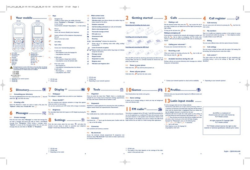 Alcatel OT-103 User manual