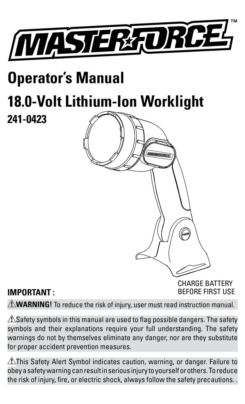 MasterForce 18.0-Volt Worklight Operator's manual