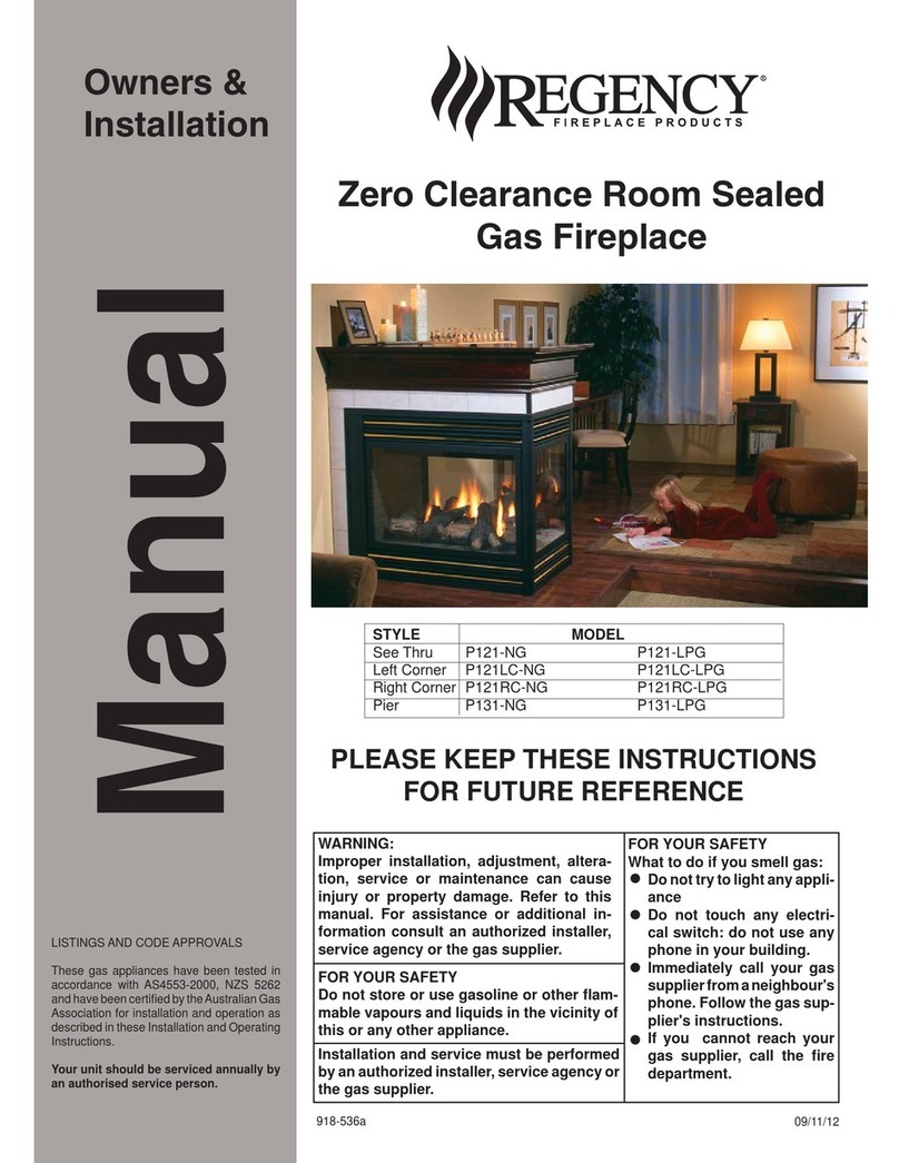 Regency Fireplace Products P121-NG Quick start guide Regency Fireplace Products P121-NG Quick start guide