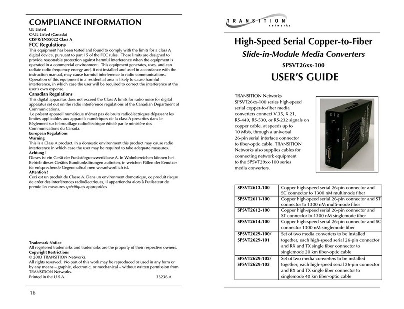 Transition Networks SPSVT26xx-100 User manual