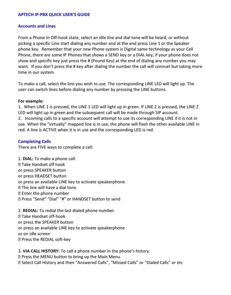 APTECH IP-PBX Quick user guide