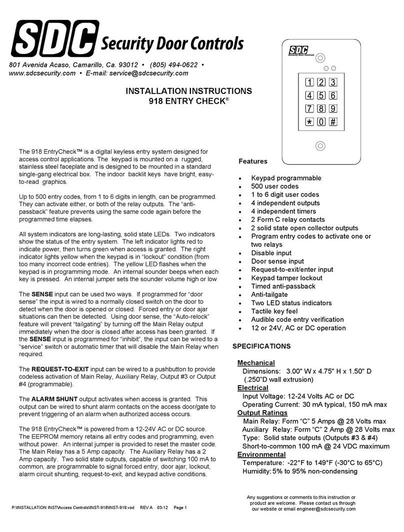SDC 918 ENTRY CHECK User manual