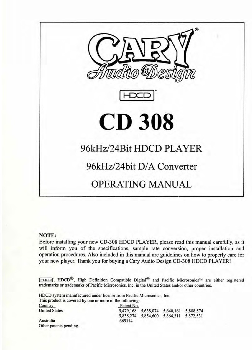 Cary Audio Design CD 308 User manual