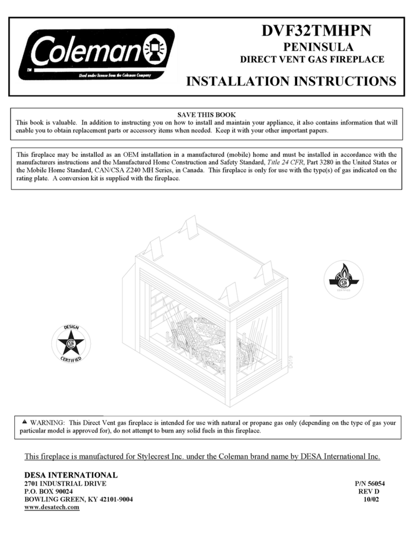 Coleman DVF32TMHPN PENINSULA installation instructions Coleman DVF32TMHPN PENINSULA installation instructions