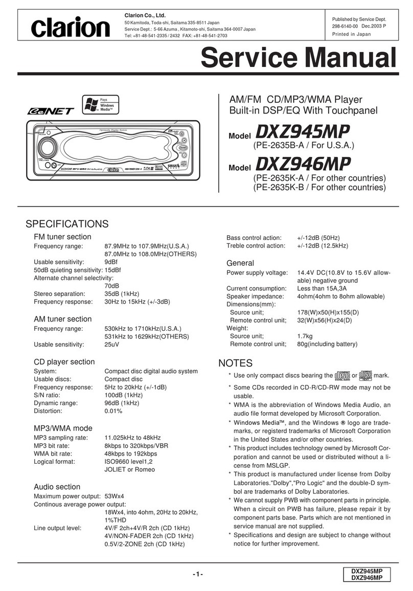 Clarion DXZ945MP User manual